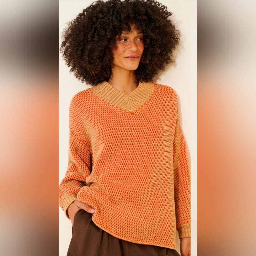 Free People Oversized Maisie Sweater Tangerine Size Small NWT$148 Rare Color - Picture 7 of 13